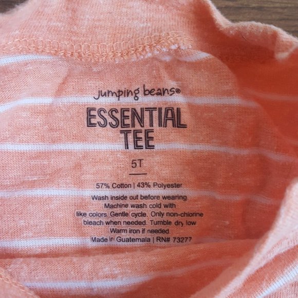 Jumping Beans Peach Striped Shirt and Gray Active Track Pants 5T - Picture 3 of 6